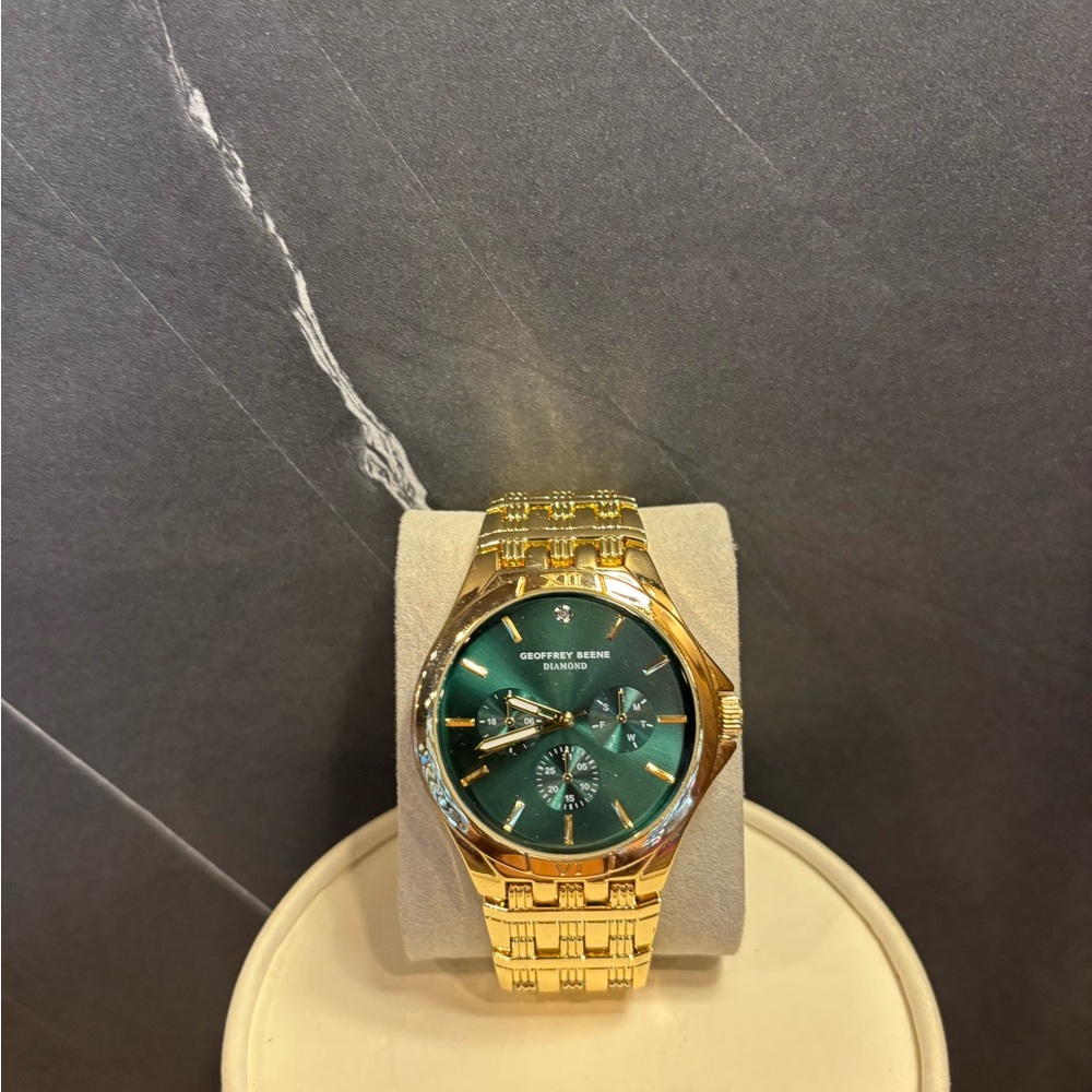 Geoffrey Beene Gold Watch with Deep Green Dial